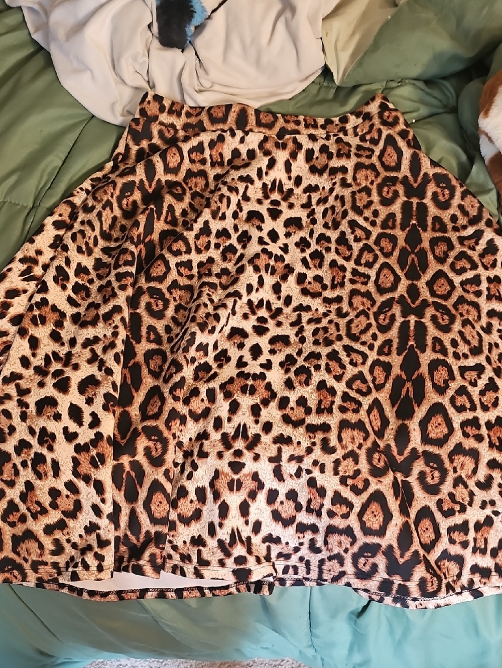 Ashley Blue Leopard Print A-Line Skirt Size M